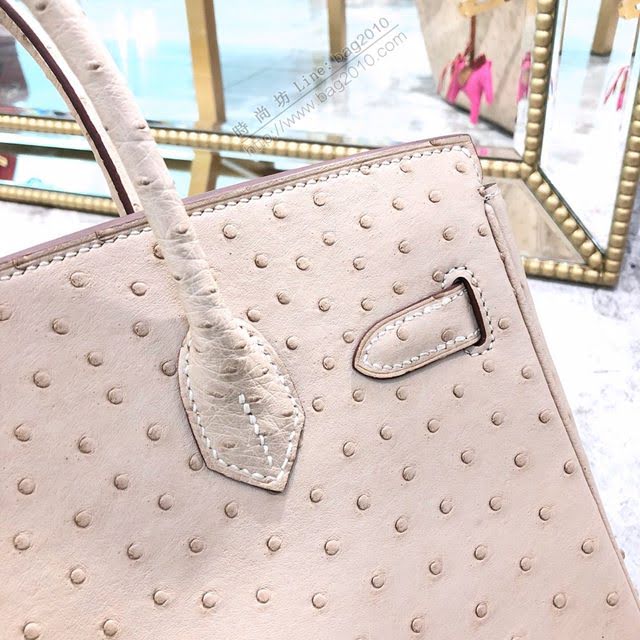Hermes女包 愛馬仕Birkin30cm Hermes鉑金包 進口k級鴕鳥皮 手工蠟線縫製 Hermes鴕鳥皮手提女包  am1989